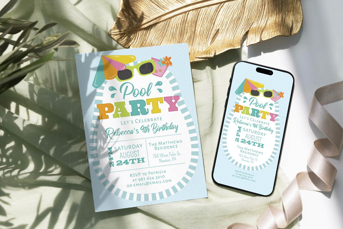 Pool Party Digital Invitation Personalized Download – Julie Bluet