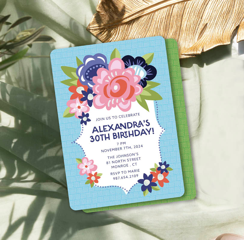 Bold Floral Die Cut Invite