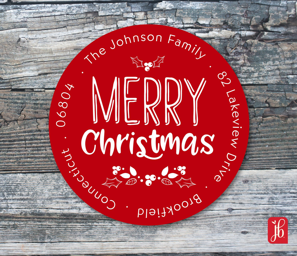 Red Holly Return Address Labels