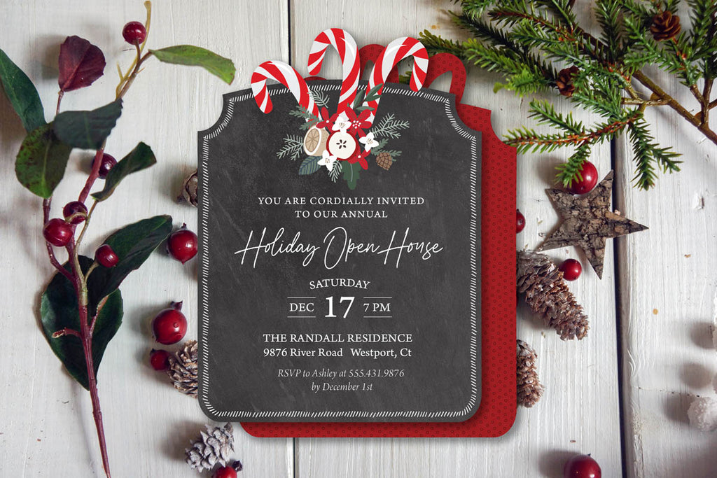 Three Candy Canes Die Cut Invite