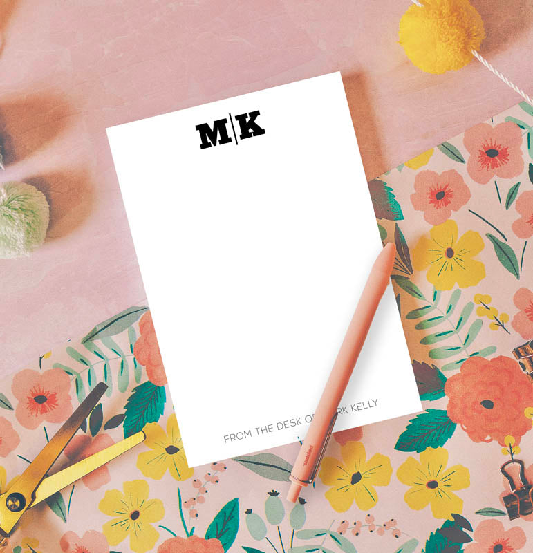 Black Monogram Personalized Notepad