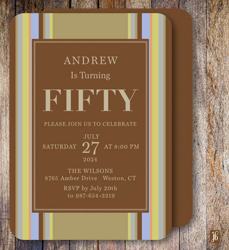 Brown Stripe Party Invite