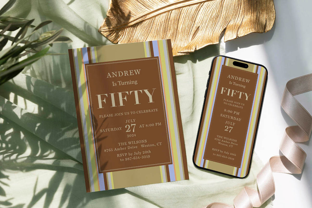 Brown Stripe Fiftieth Digital Invite