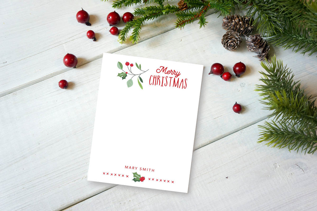 Christmas Holly Branch Notepad