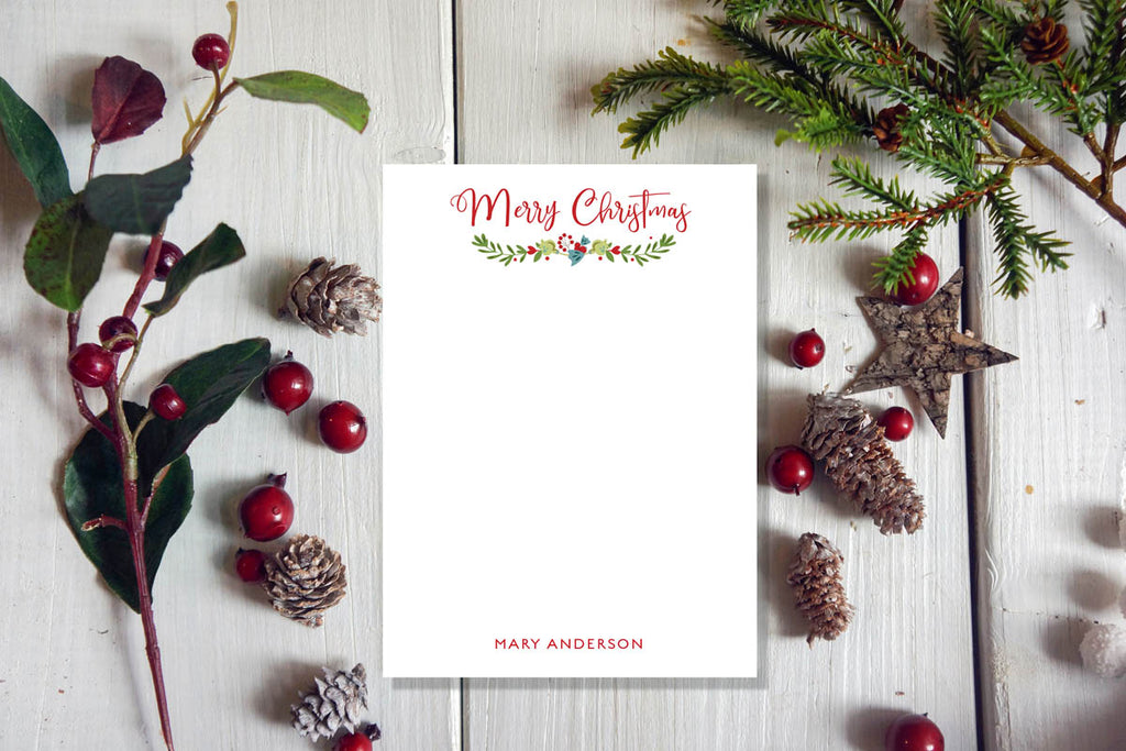 Christmas Laurel Custom Notepad