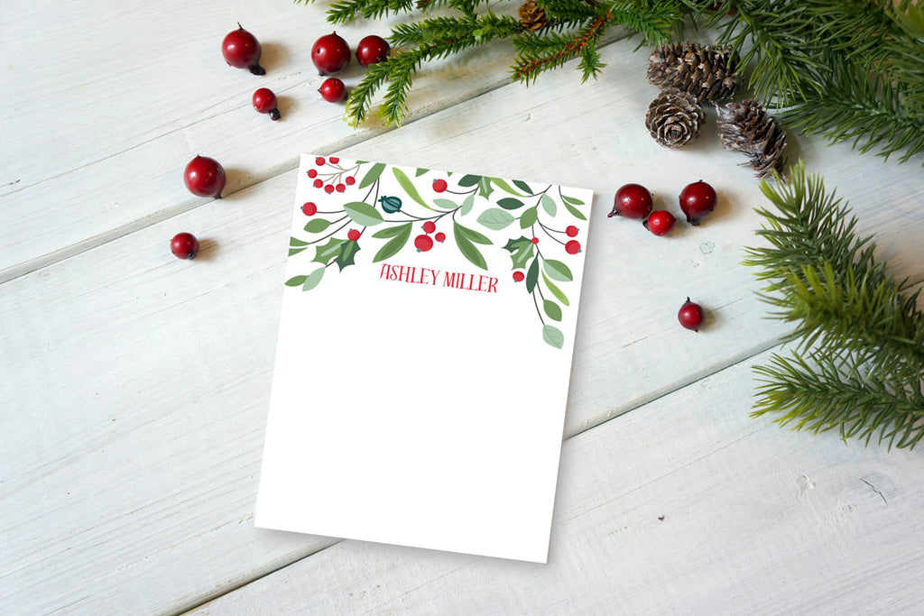 Christmas Berries and Leaves Notepad