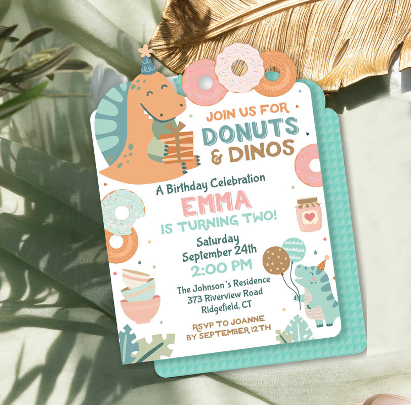 Donuts and Dinos Party Die Cut Invite – Julie Bluet donuts-and-dinos-party-die-cut-invite-julie-bluet