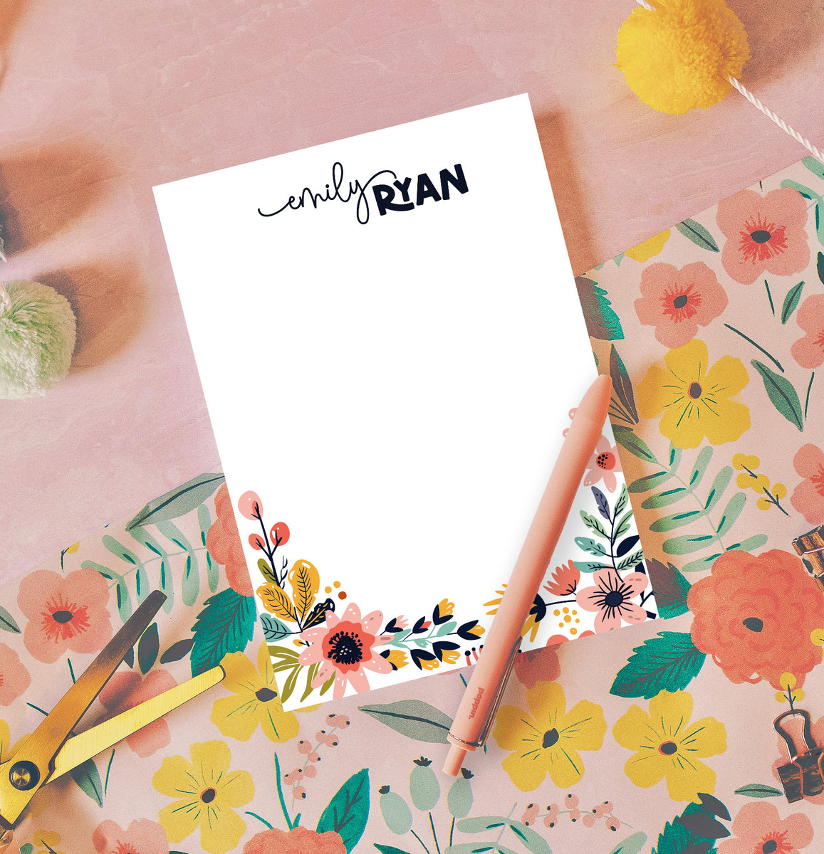Really Fancy Note Fancy Floral Script Note Pad by Julie Bluet | Elegant Stationery