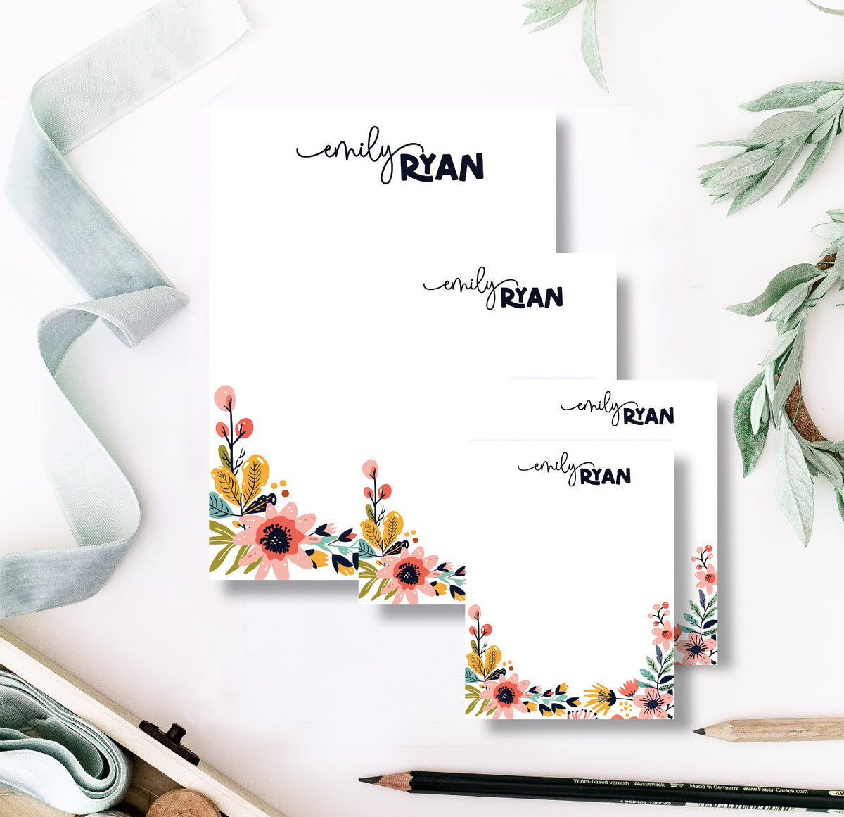 Really Fancy Note Fancy Floral Script Note Pad by Julie Bluet | Elegant Stationery