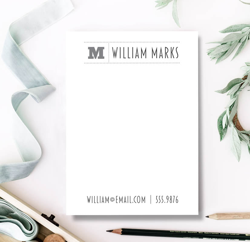 Grey Monogram Notepad