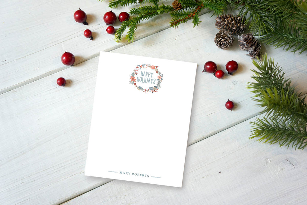 Happy Holidays Wreath Notepad