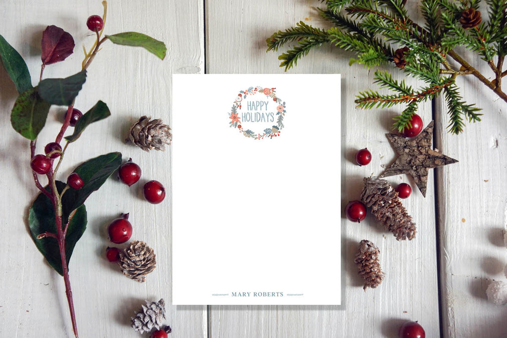 Happy Holidays Wreath Notepad