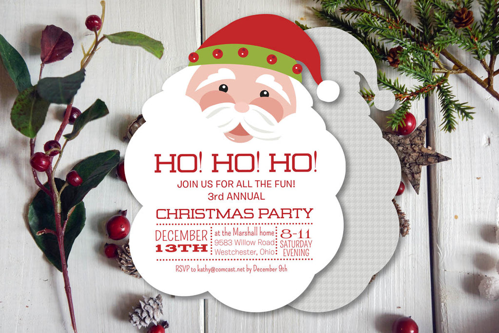 Jolly Santa Die Cut Invite