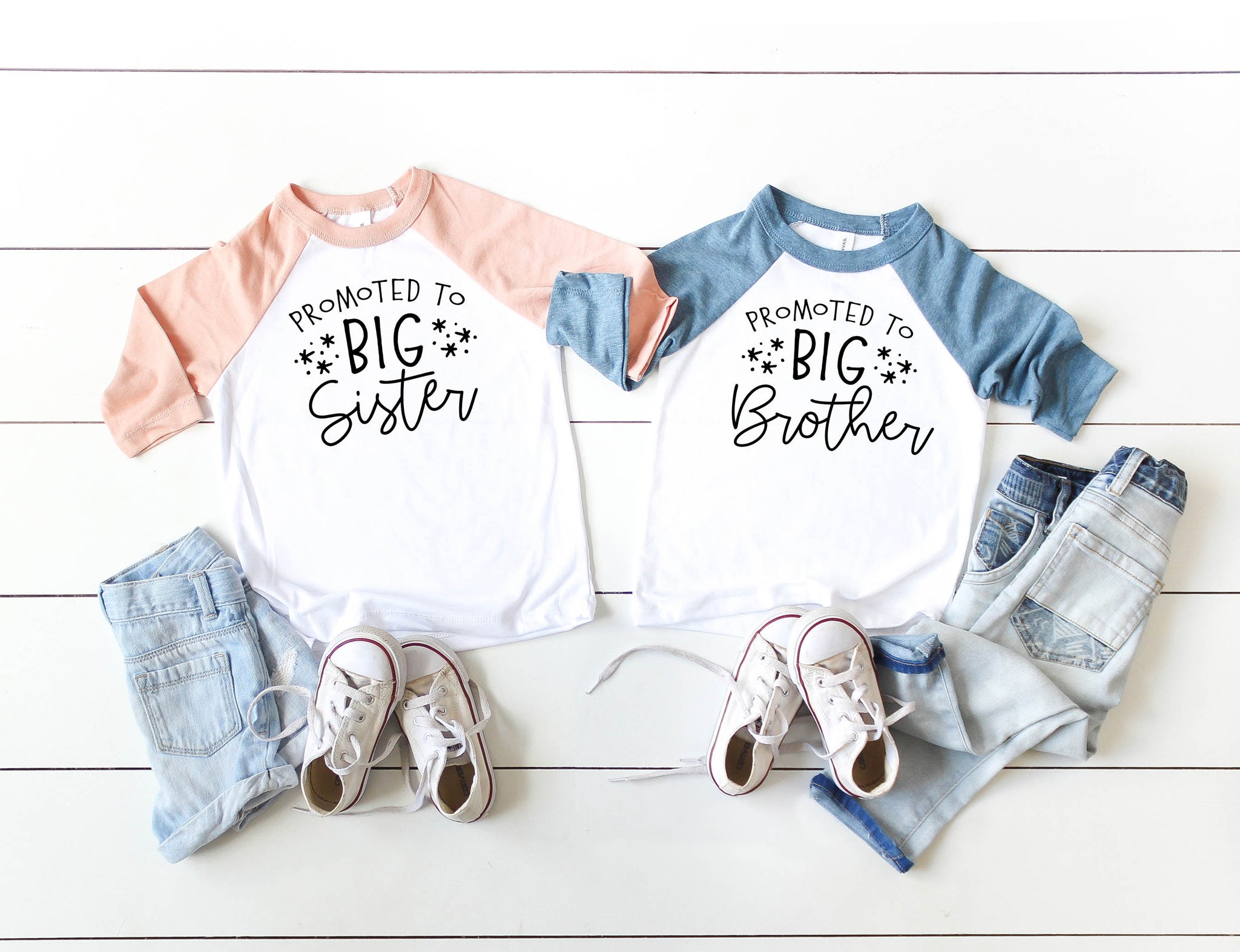 Promoted to Big Brother or Sister Stars Tshirt 5T / Black/White, image size:2048x1573