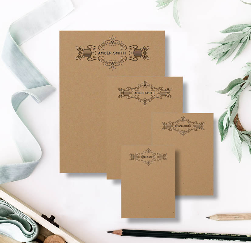 Ornate Kraft Brown Notepad Set