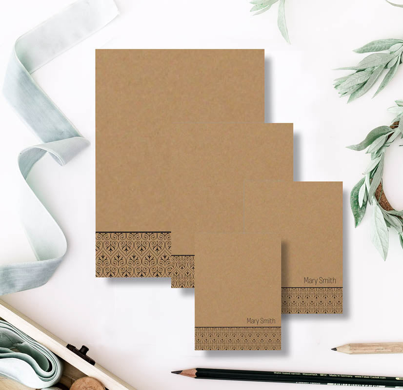 Ornament Kraft Brown Paper Notepad Set