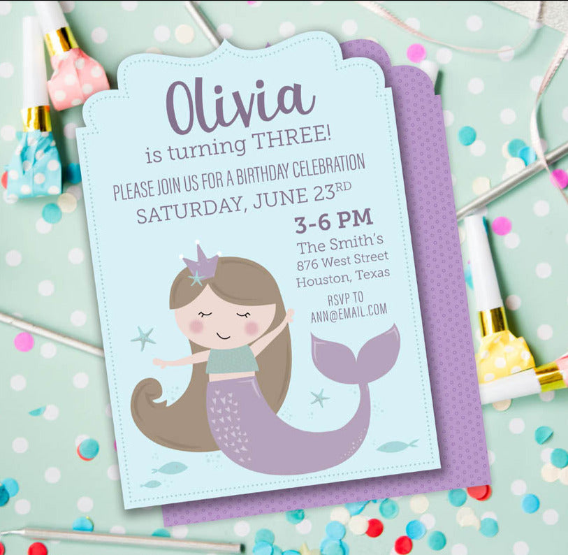 Mermaid Birthday Party Invite