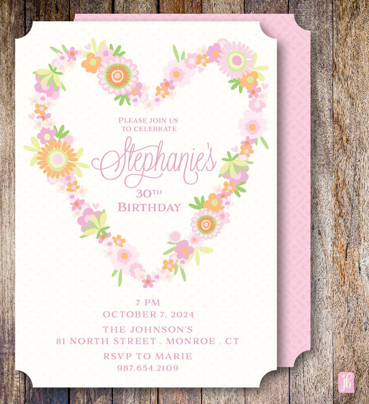 Pink Heart Party Invite