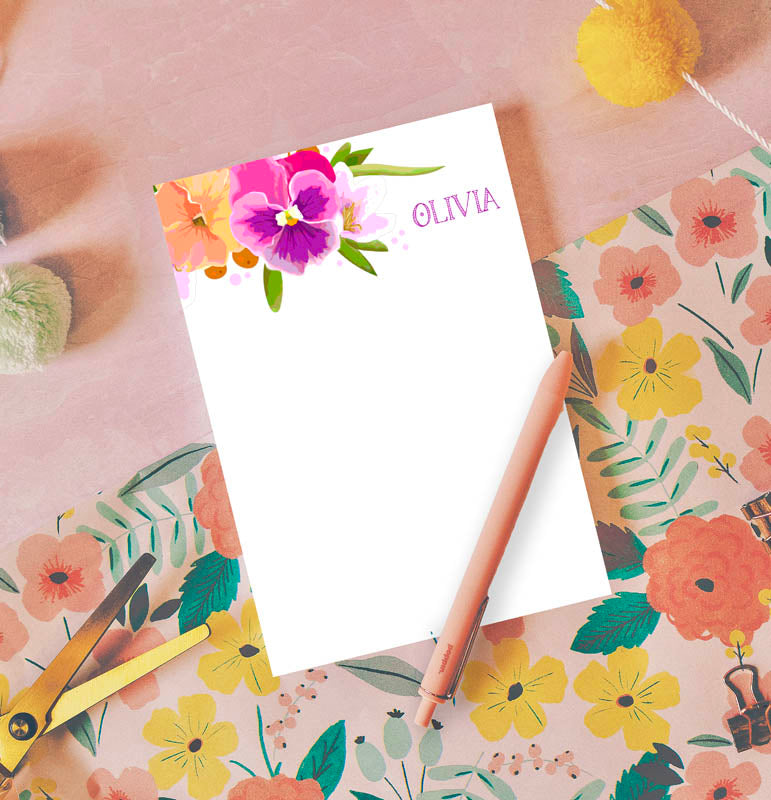 Pink Pansy Bouquet Notepad