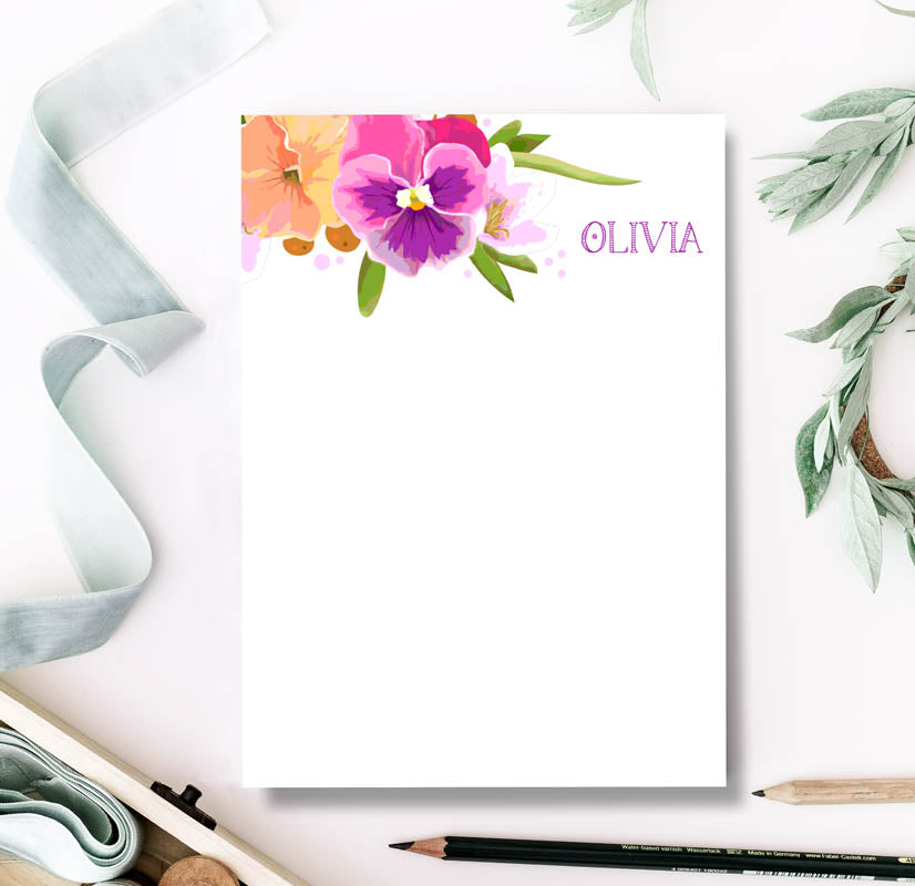 Pink Pansy Bouquet Notepad