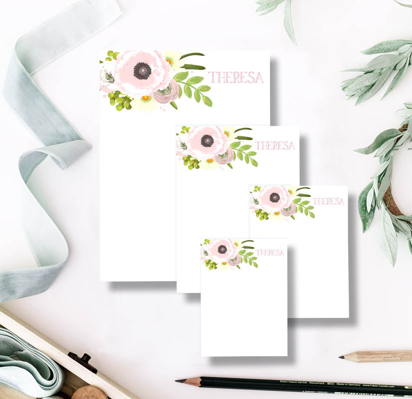 Pink Poppies Notepad Set