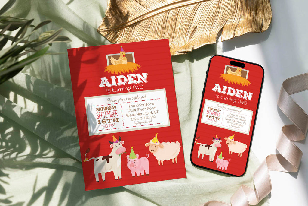 Red Farm Theme Digital Invite