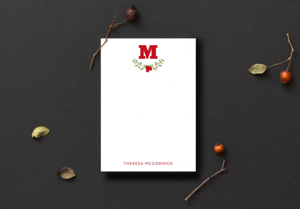 Red Monogram Christmas Notepad
