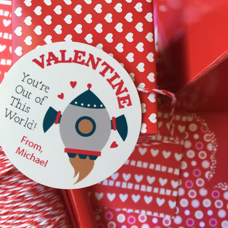 Spaceship Valentine's Day Gift Tag Sticker, Valentine Labels – Julie Bluet