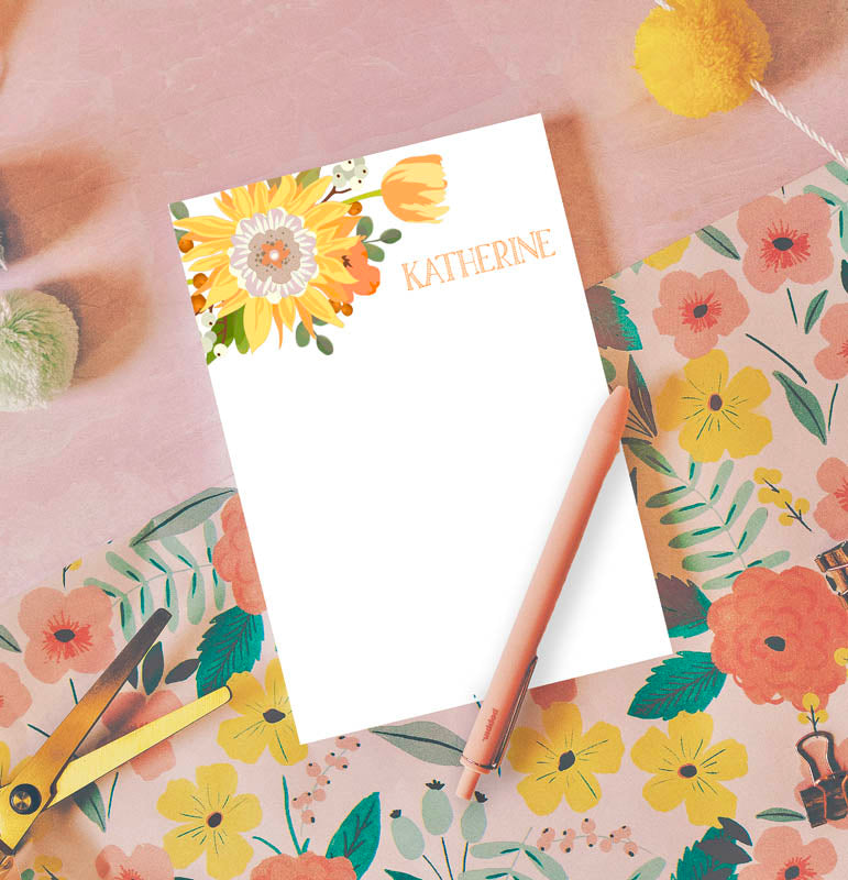 Sunflower and Tulips Notepad