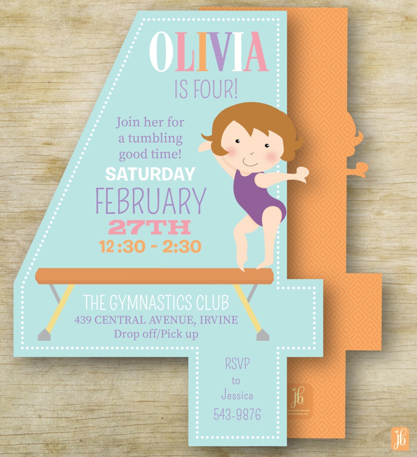 Gymnast Birthday Party Invite – Julie Bluet gymnast-birthday-party-invite-julie-bluet